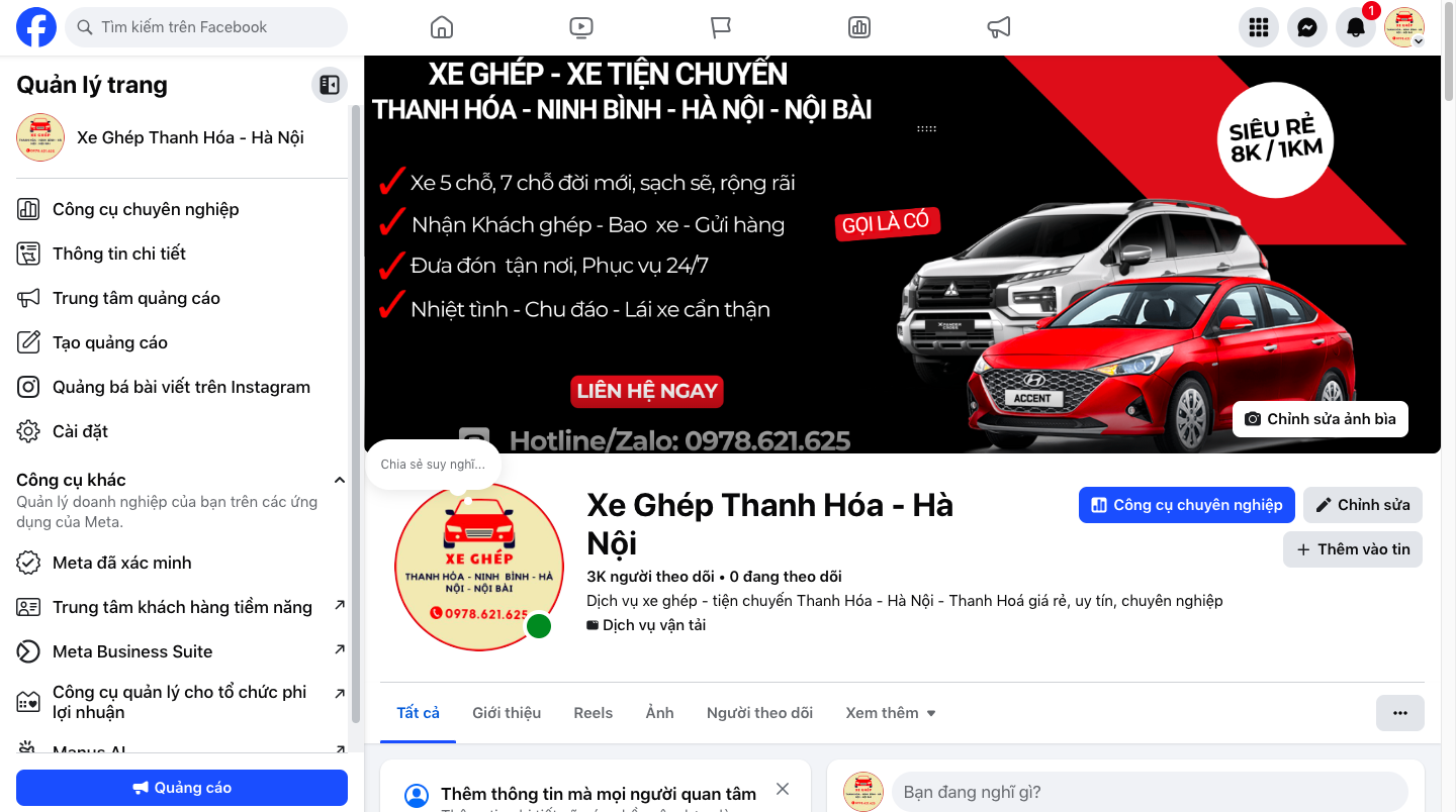 Trang Fanpage đặt xe ghép Bỉm Sơn đi Hà Nội giá rẻ uy tín